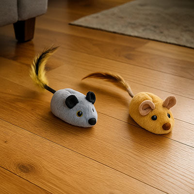 jouet souris bleu jouet chat souris jaune avec queue plume avance parquet