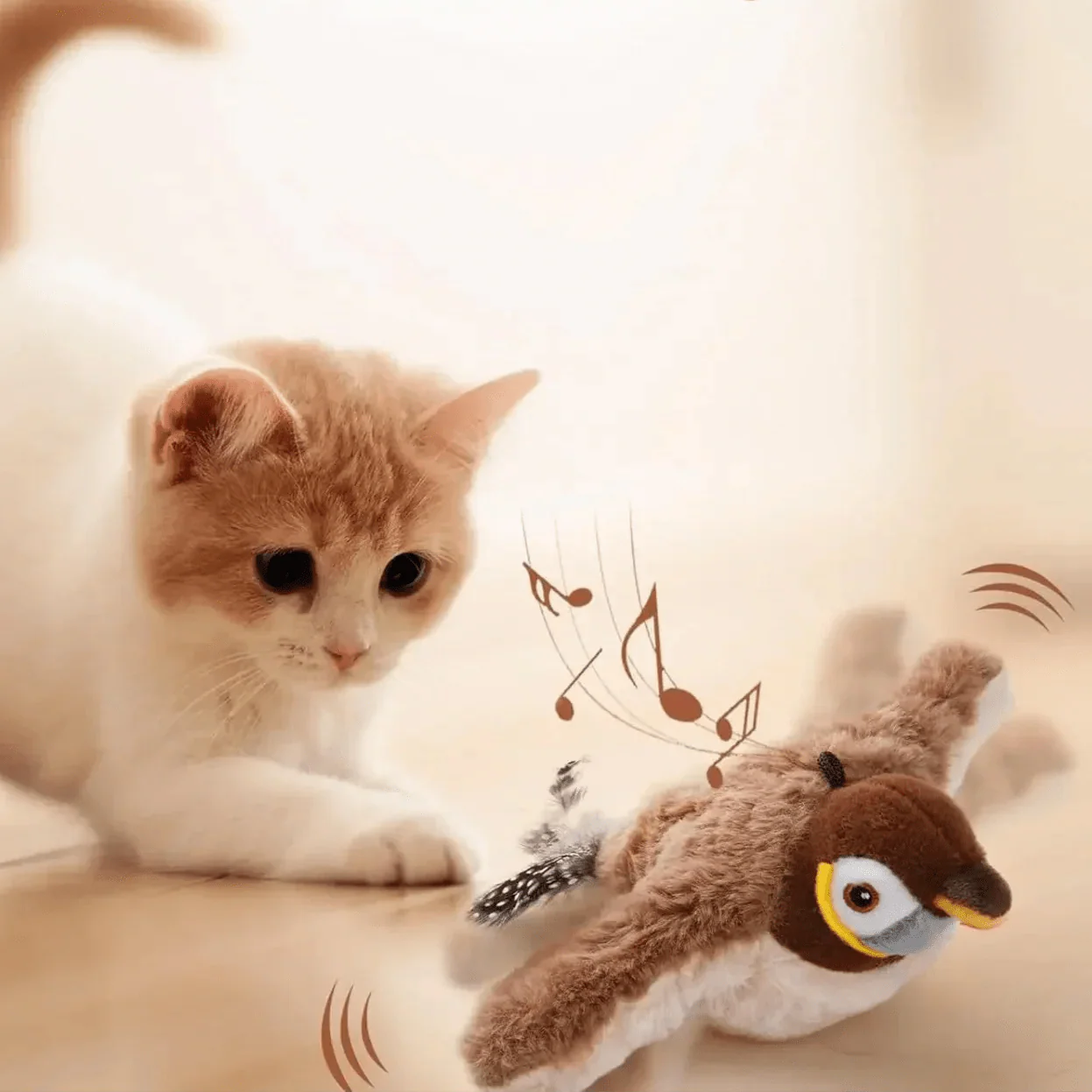 Jouets Interactifs Pour Chat - ChirpingFlappingBird™ - Marron